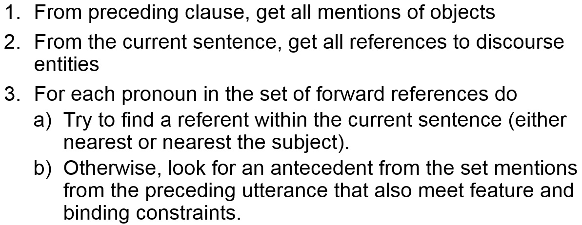 Discourse and Dialog – Principles of Natural Language Processing